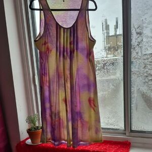 Boho Chic Sleeveless Tie-Dye Dress In Grenn, Pink And Purple